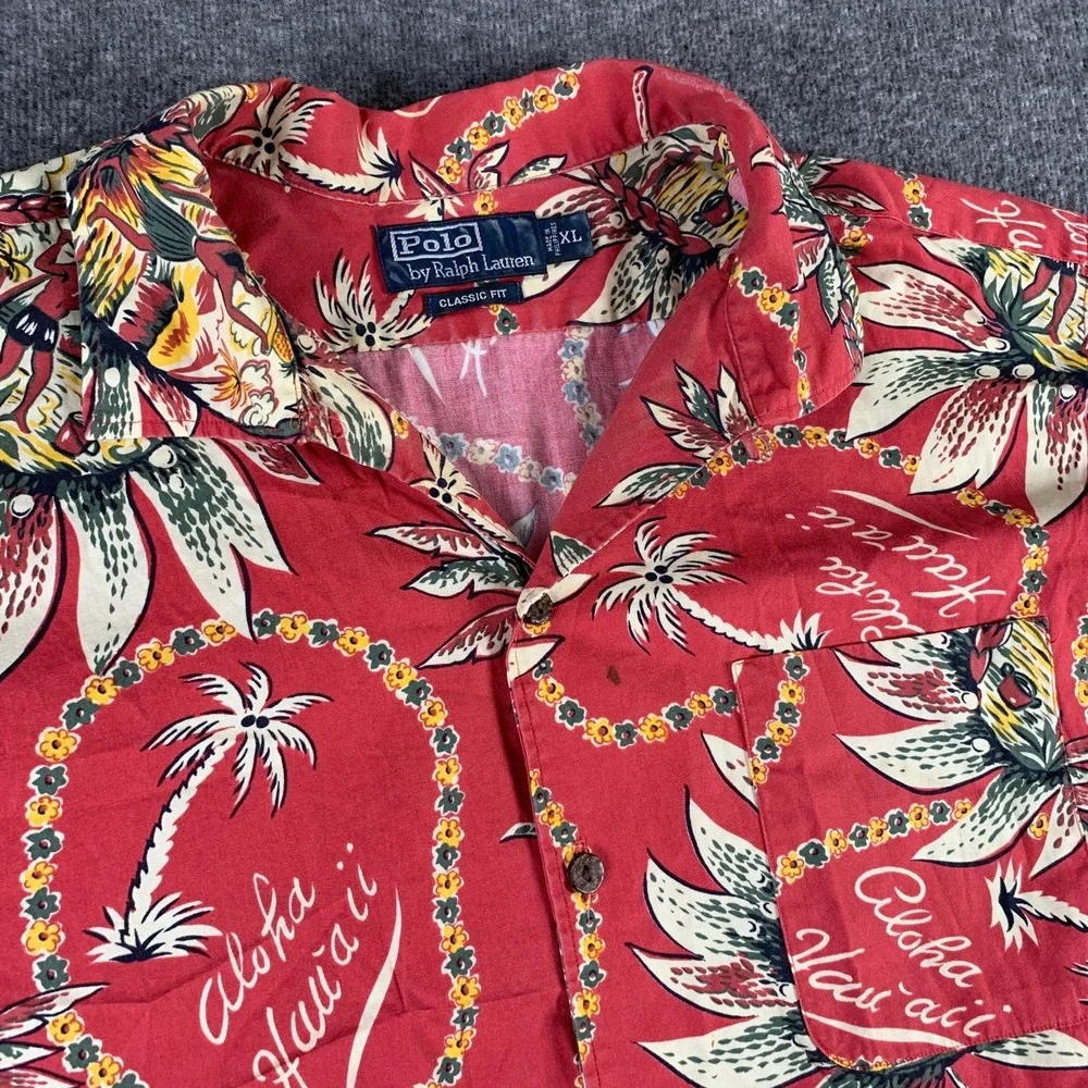 Vintage Polo Ralph Lauren Camp Shirt Men Extra Large Aloha Hawaiian